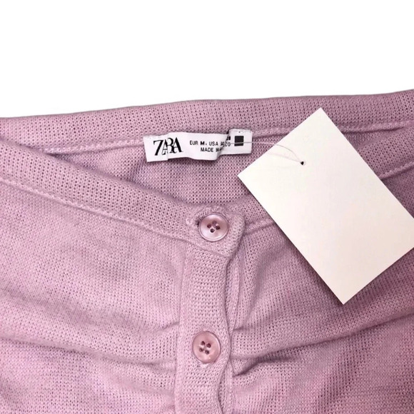 Zara Ruched Cropped Cardigan NWOT | Mauve / Purple  | Size M - Picture 5 of 7
